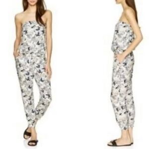 Aritzia Talula Tabata Floral Strapless Tie Waist Jumpsuit Romper